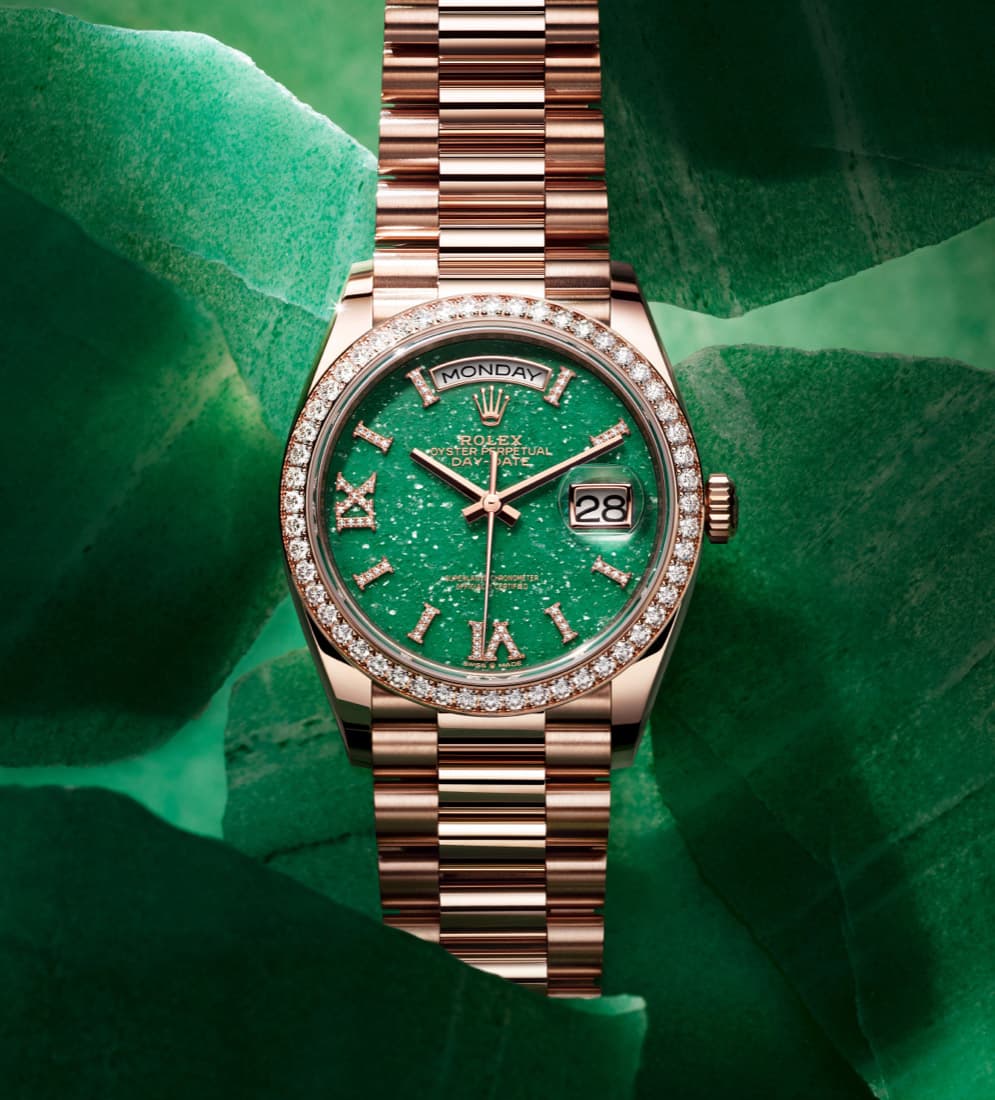 Rolex Day-Date Everose gold and diamonds