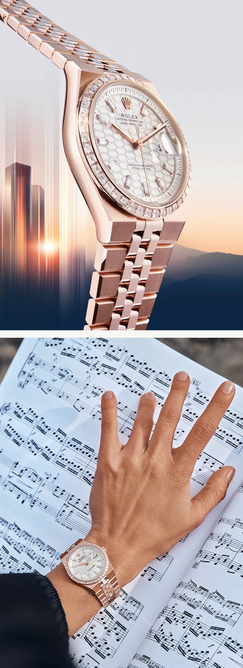 Rolex Land-Dweller Oyster, Everose gold and diamonds