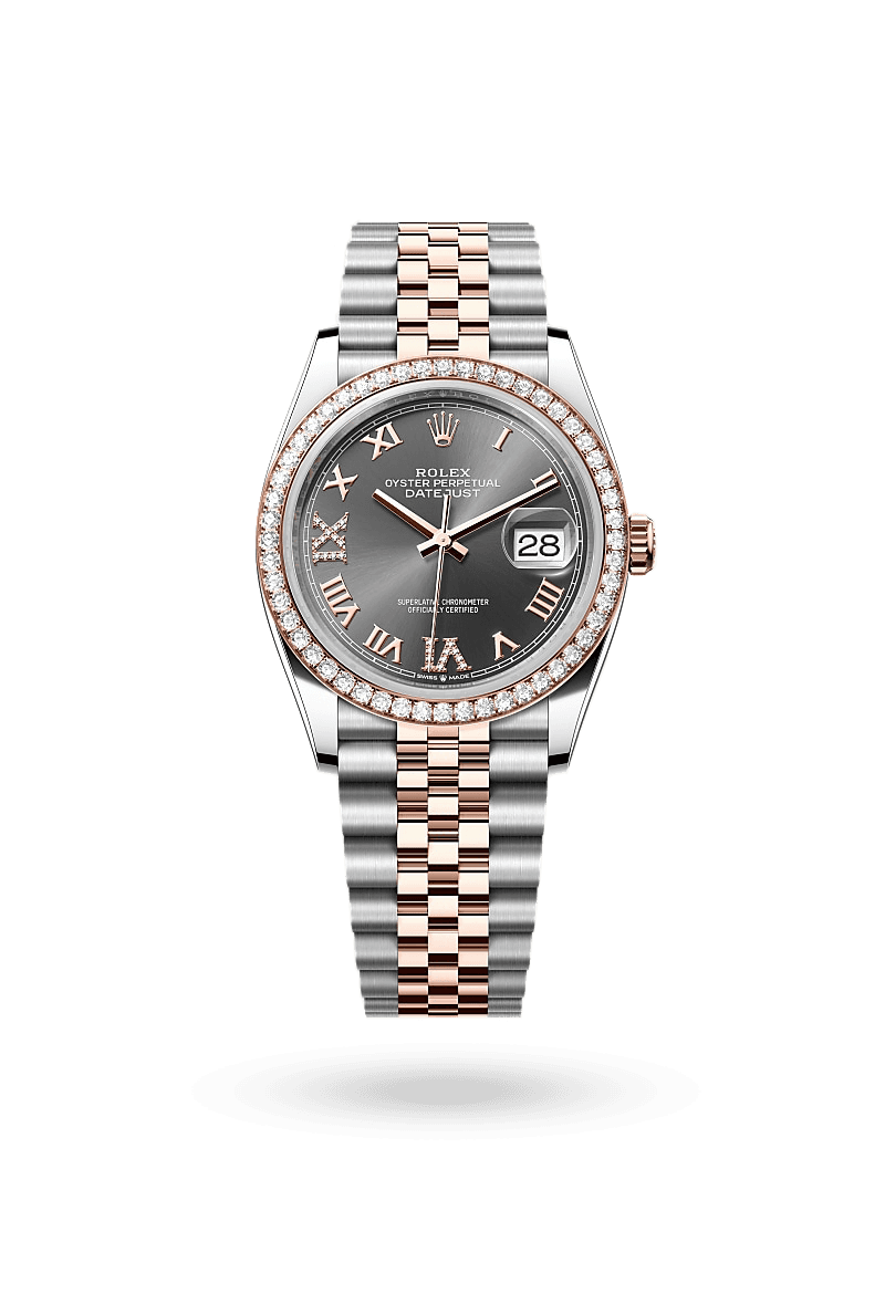 Rolex Datejust 36 - Oyster, 36 mm, Oystersteel, Everose gold and diamonds