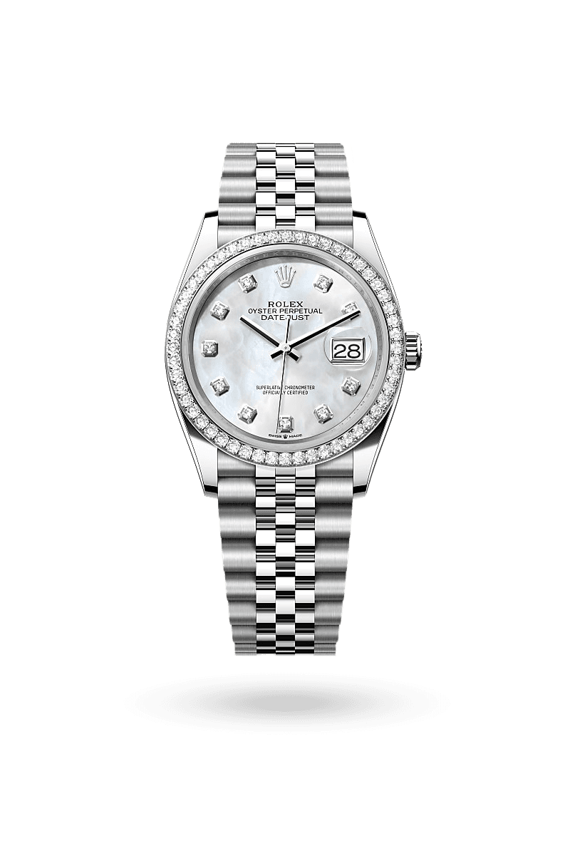Rolex Datejust 36 - Oyster, 36 mm, Oystersteel, white gold and diamonds