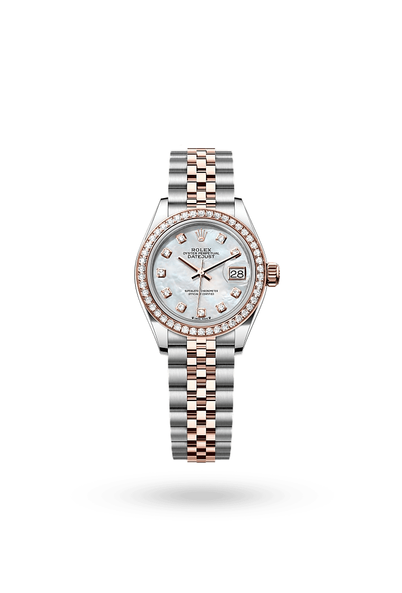 Rolex Lady-Datejust - Oyster, 28 mm, Oystersteel, Everose gold and diamonds